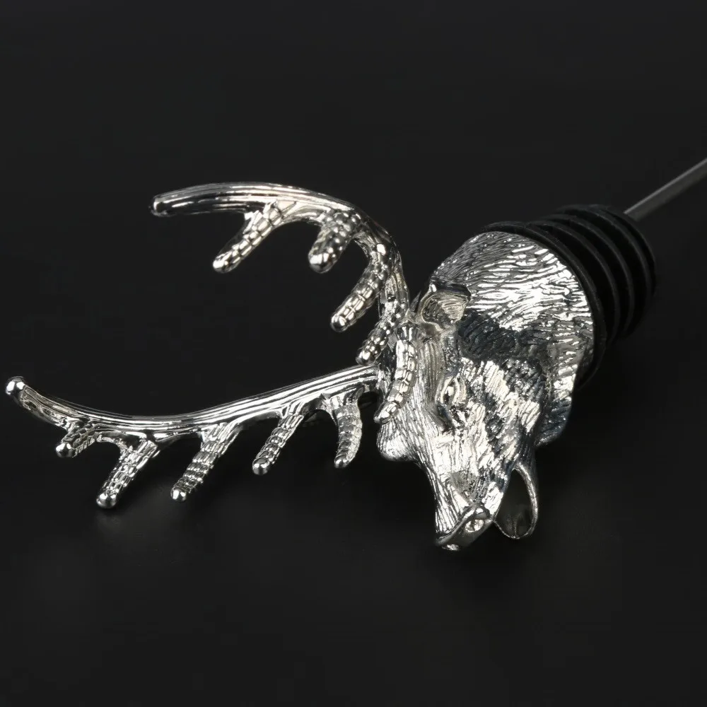 

1PC Wine Pourer Zinc Alloy Deer Elk Head Wine Stopper Drinks Bar Tools Night Club Accessories Ice Cool Bar Tools Cooler L*5