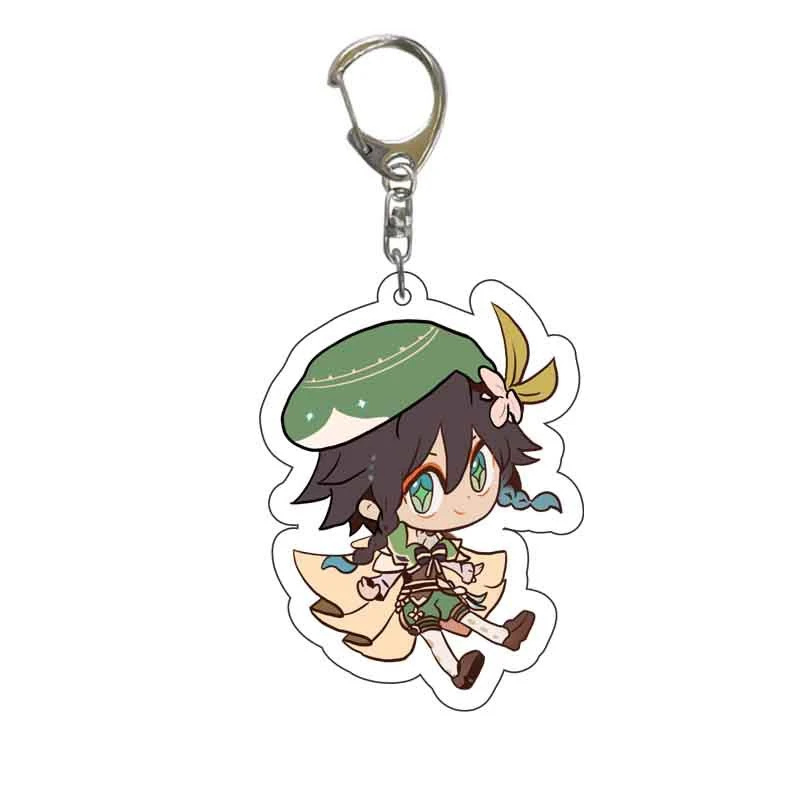 

Anime Genshin Impact Key Chains Zhongli Diluc Venti Cosplay Acrylic Double Sided Keychain Keyring Pendant Accessories Prop