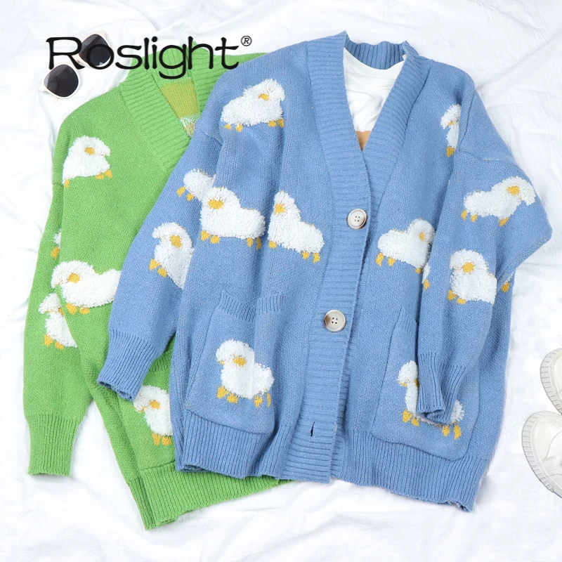 Кардиганы для колледжа вязаный свитер женский зимний плотный пуловер свободный