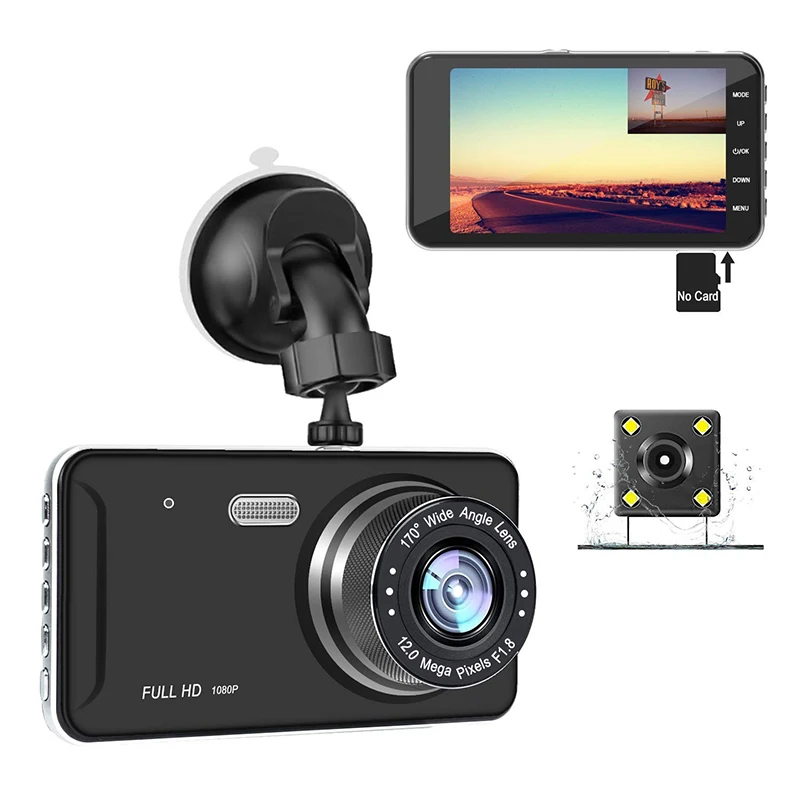 Anfilite 4,0 ”Full HD 1080P Автомобильный видеорегистратор с двумя объективами, авто видеорегистратор, видеорегистратор с g-сенсором