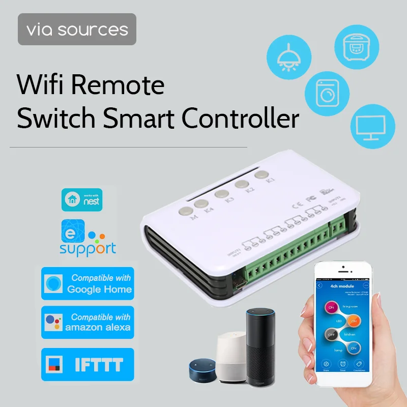 

Wifi Switch Smart Remote Control Wireless Universal Module APP RC Module 4ch DC 5V Smart Home Timer Phone