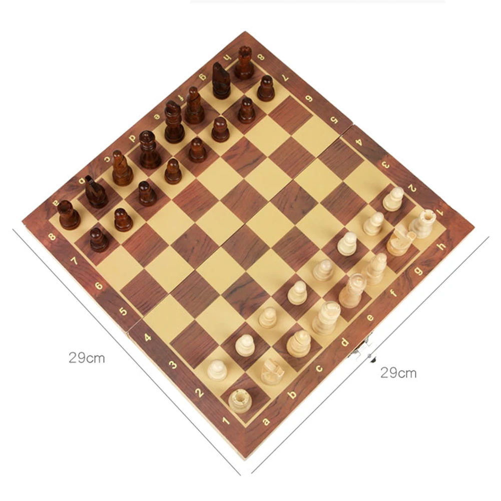 

Wooden Magnetic International Chess Set, Wooden Folding Board Chess Pieces Kit Standard Board Game for Kids Adults