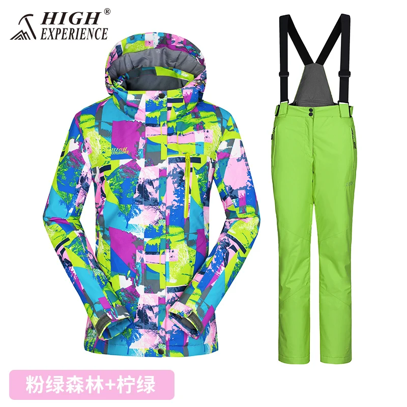 high experience горнолыжные костюмы,Женский зимний лыжный костюм High Experience, женский костюм для сноуборда, женская спортивная зимняя горнолыжная одежда,Теплый, водонепроницаемый, женский сноубордический костюм - Цвет: Suit  10