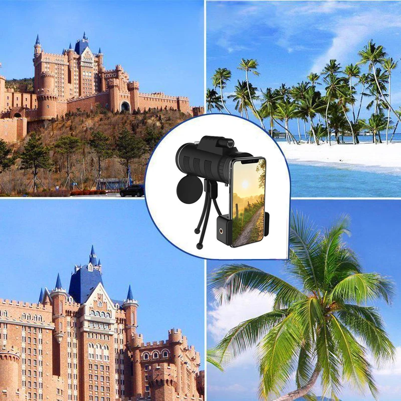 Монокулярный телескоп с увеличением 40 х60 компасом штативом и зажимом для