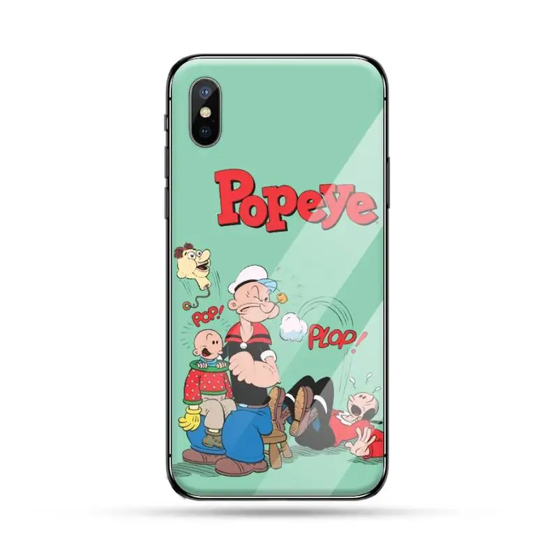 

illustration po pe ye spinach retro cartoon Phone Case Tempered glass For iphone 5C 6 6S 7 8 plus X XS XR 11 PRO MAX