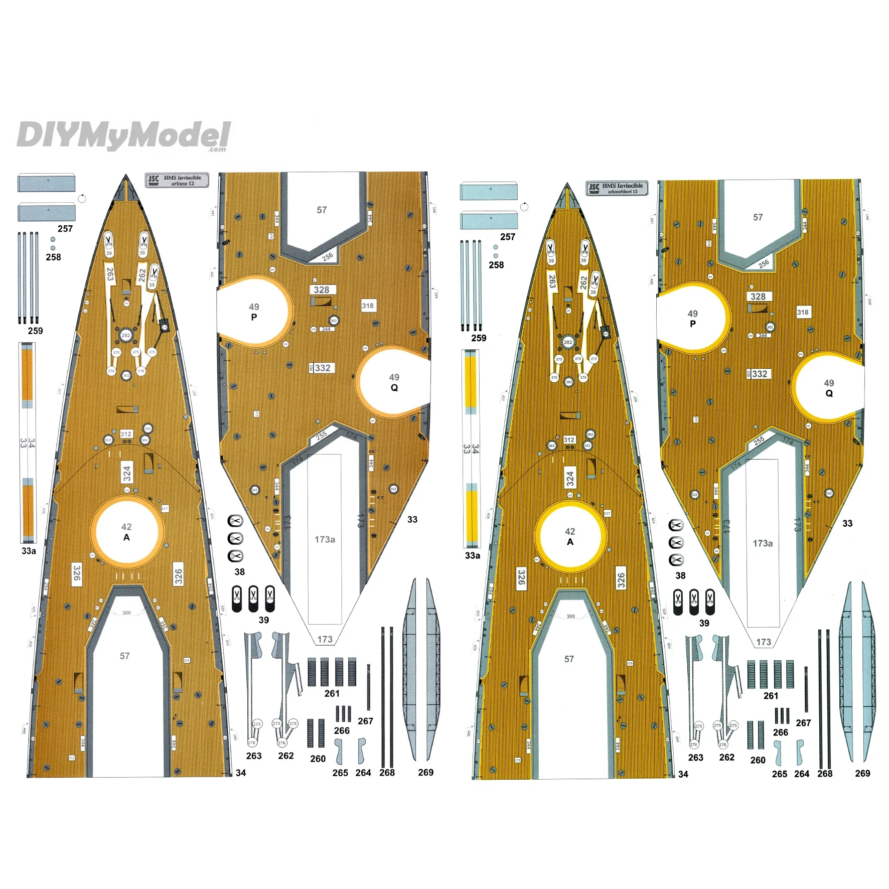 DIYMyModeI-Battlecruiser brit&aacute;nico invencble 1:250, bricolaje, artesanal, Kit de papel, hecho a mano juguete, rompecabezas, regalo, utillaje de pel&iacute;cula-1