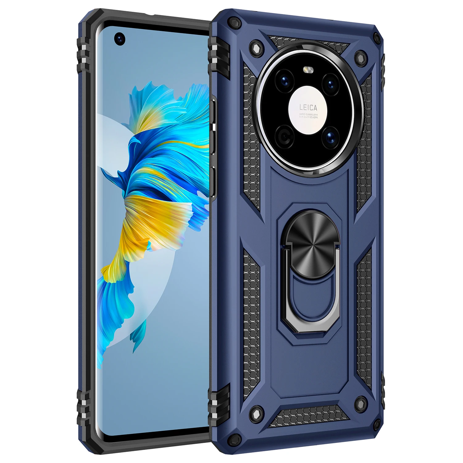 

Luxury Shockproof Metal With Ring Phone Case For Huawei Mate 40 Pro Lite Plus 30 20 20x Magnetic Anti-fall Protection Back Cover