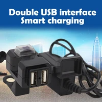 1 set 12v 24v dual usb port waterproof motorcycle handlebar charger 1a2 1a adapter power supply socket for phone mobile
