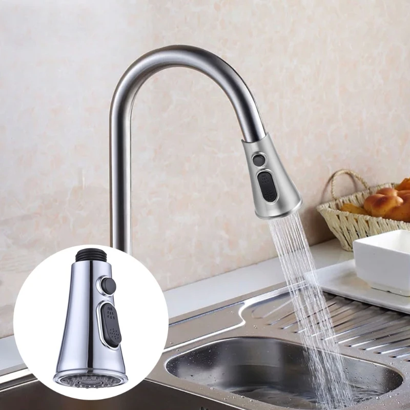 

Kitchen Sink Water Tap Pulling Head Parts Trumpet Shape Button Switch Suspended Water Conservation Nozzle