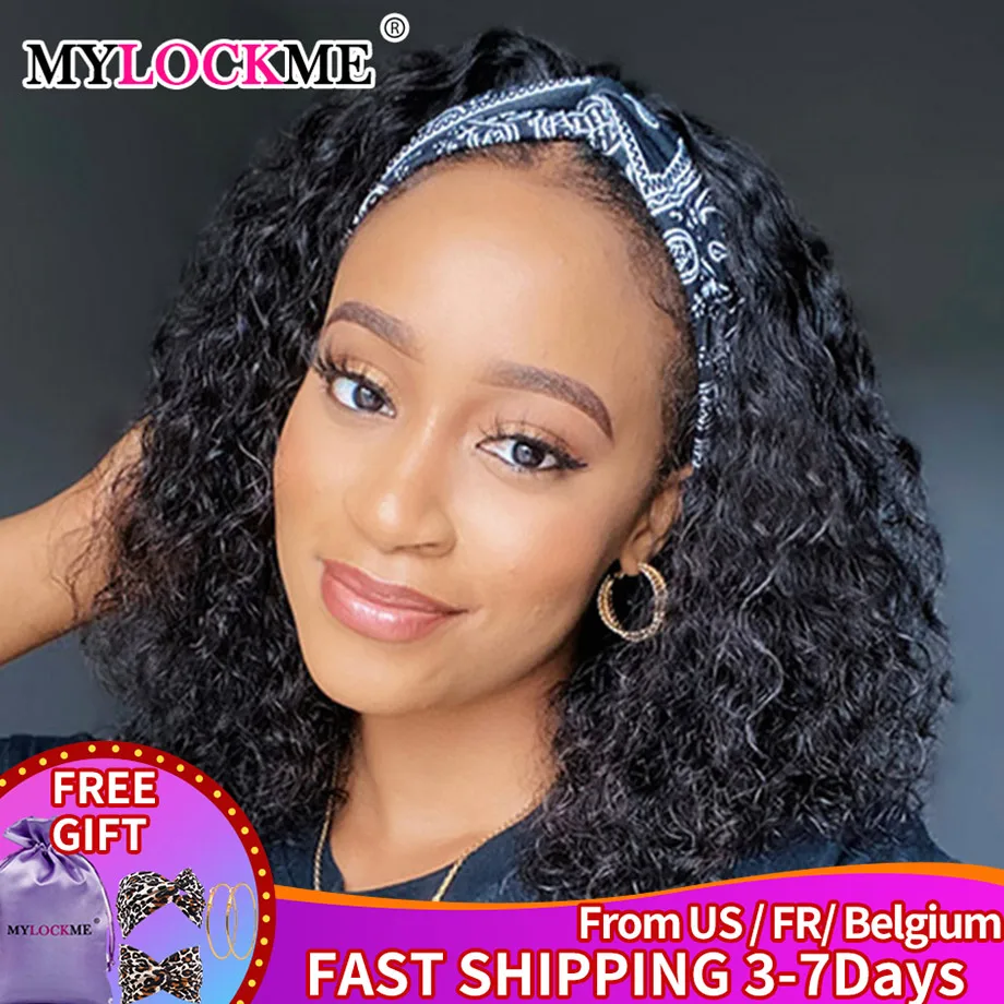 Водная волна волос парик человеческих повязка из искусственных для Для женщин