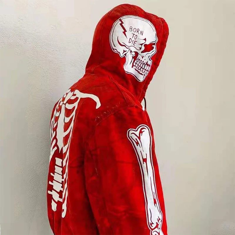 

Top Women Gothic Zipper Hoodie Couple Trend Harajuku Punk Clothing Sweatshirt Women and Men Bulk Items Wholesale Lots Tops Red