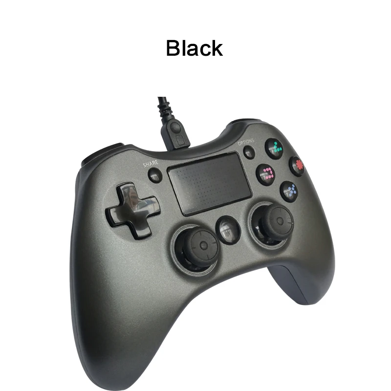 Черный USB проводной контроллер для PS4 контроллер джойстика Проводной USB геймпад для Playstation 4 Dualshock PC PS3 Android tv Box игровой джойстик - Цвет: Черный