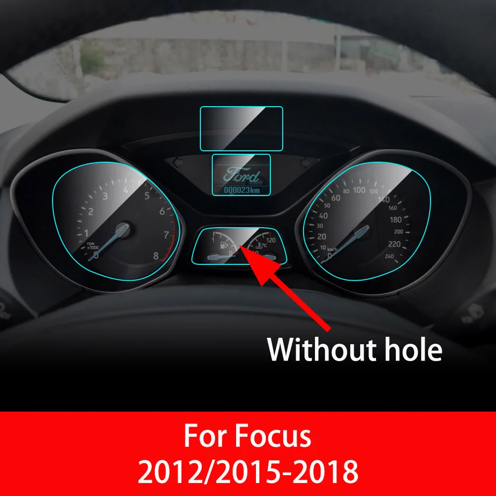 without hole Автомобильная приборная панель, Защита экрана для Ford Focus MK 3 MK 4 Fusion Mondeo F-150, внутренняя защитная пленка из ТПУ, автомобильные аксессуары - Название цвета: without hole