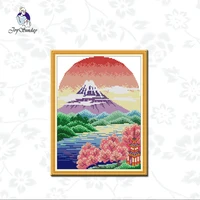 joy sunday mountain scenery cross stitch kits 11ct printed fabric 14ct counted canvas embroidery handmade needlework gifts sets