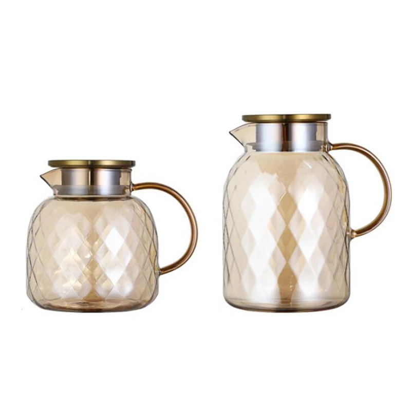 Стеклянный чайник с алмазной текстурой набор из кувшина для горячей и холодной