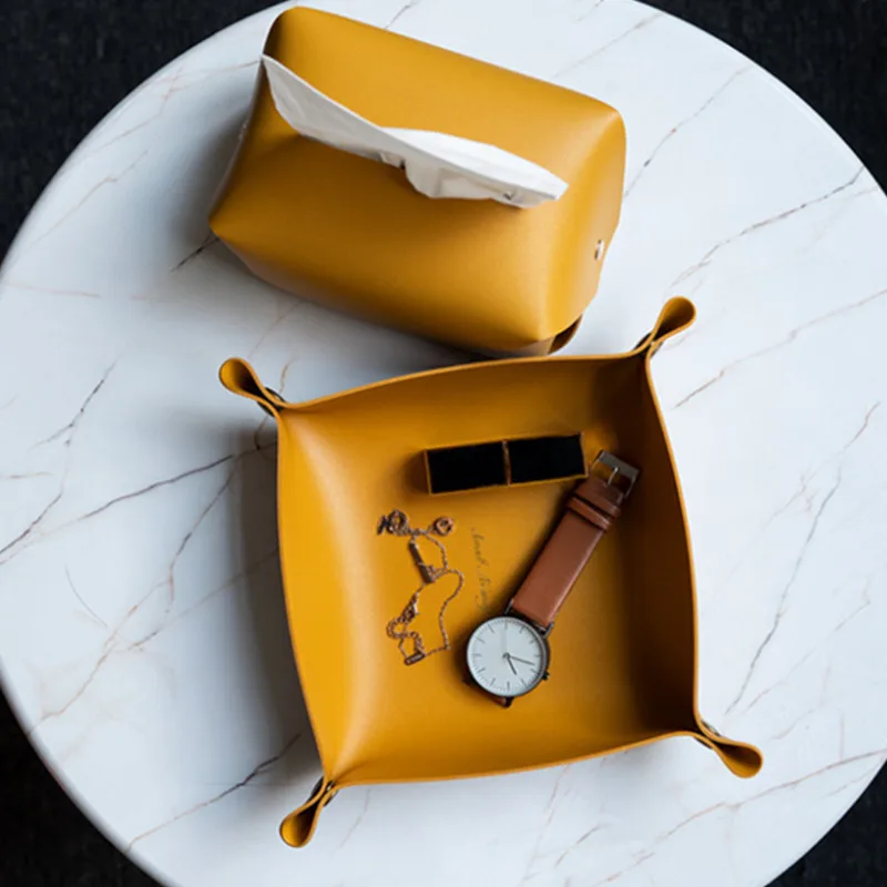 Настольная поднос для хранения Кожаная подставка ключей домашний декор костей