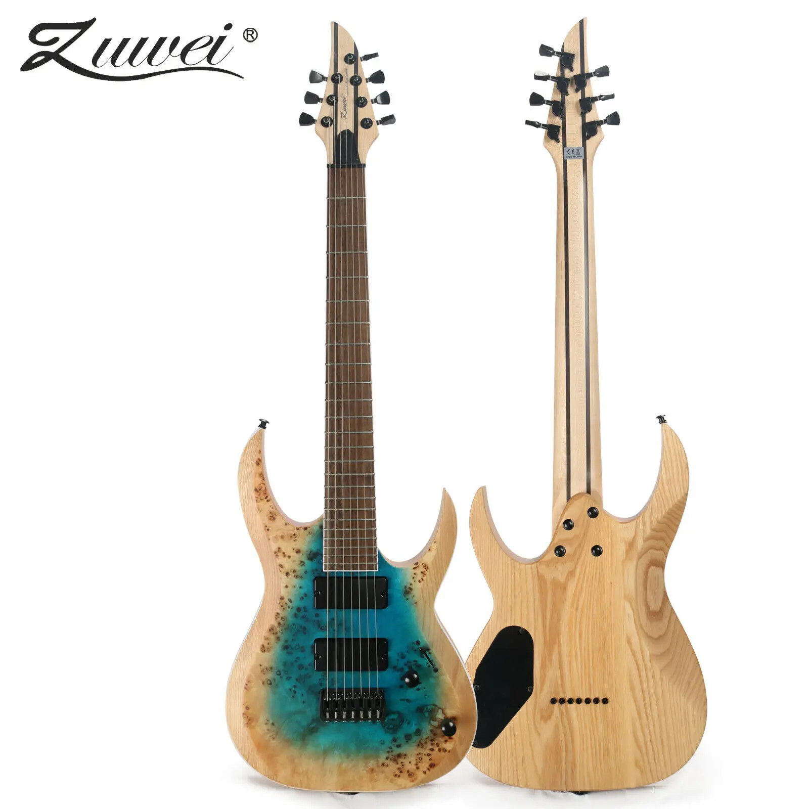 

New Top Craft 7-String Electric Guitar Burl Top ASH Body Mahogany Neck Blue Guitar Like a Beautiful Lake