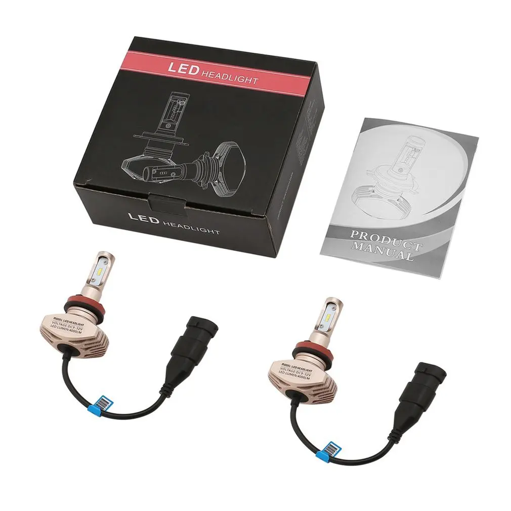 

Ultra Bright Car LED Headlight Bulbs M1-H11/H4 Socket DC 9-32V 4000LM CSP Waterproof Headlamp Auto Vehicle Replace Front Bulbs