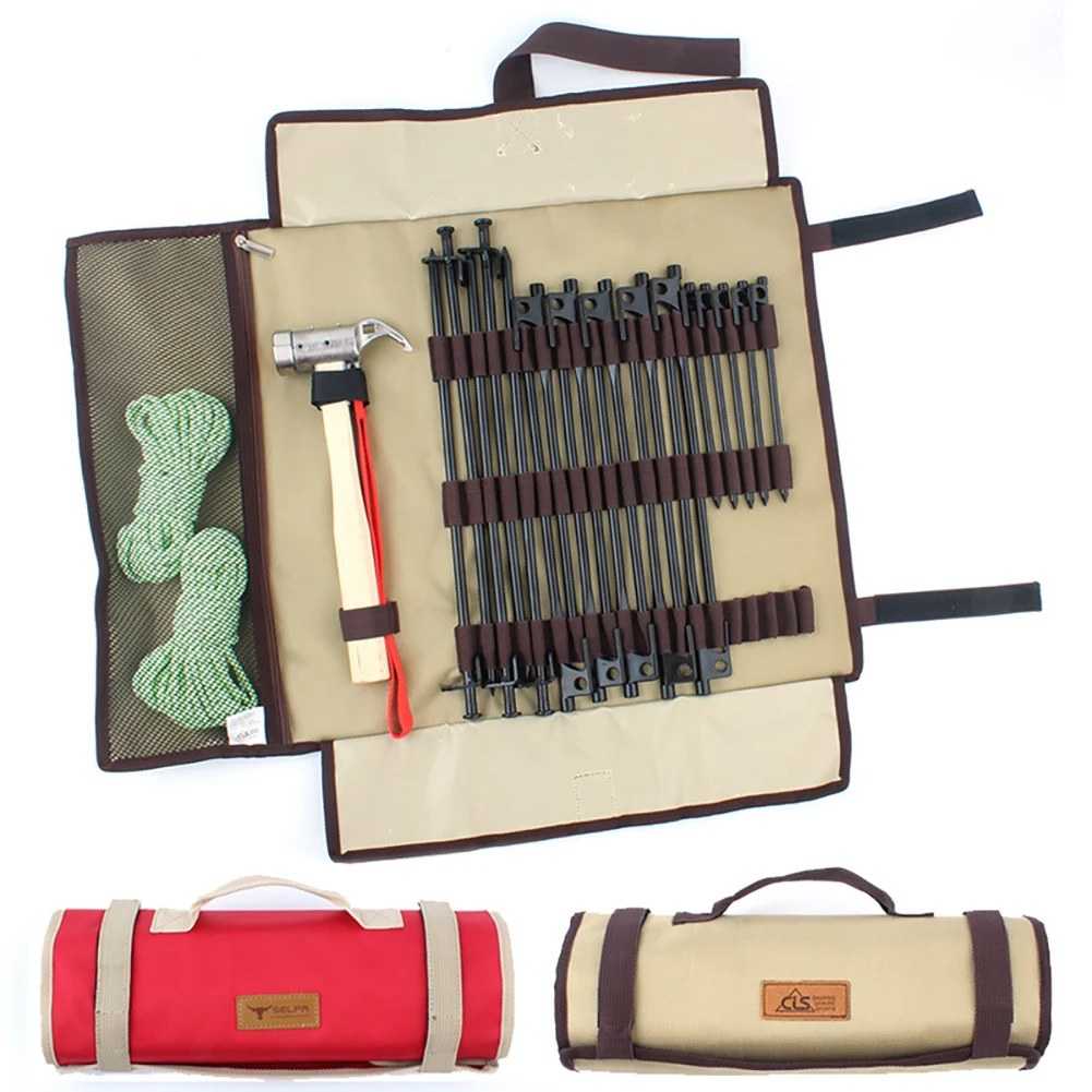 

Portable Outdoor Camping Tent Peg Nail Storage Bag Tent 1680D Hammer Wind Rope Folding Tote Bag Drop Shipping Tent Accessories