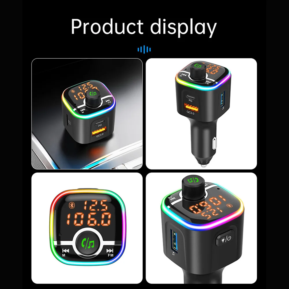 Автомобильное зарядное устройство USB беспроводной FM трансмиттер QC3.0 PD mp3 плеер