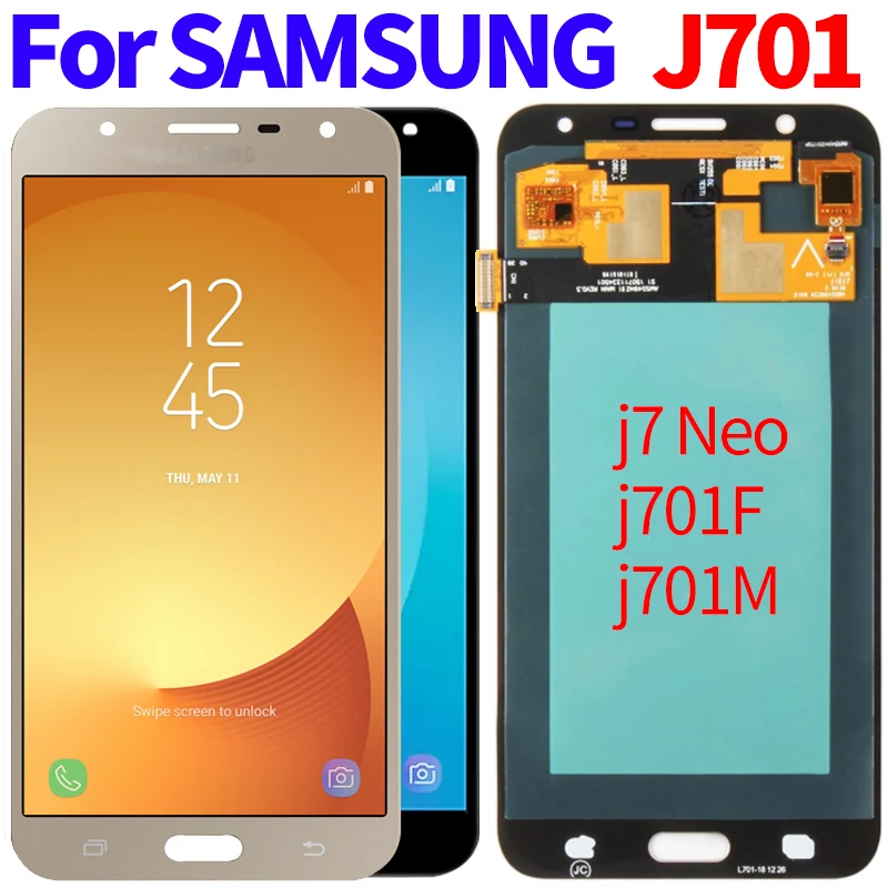 

Жк-дисплей Amoled/TFT для Samsung Galaxy J7 neo J701M J701F, сенсорный экран с цифровым преобразователем в сборе для Samsung J701, сменный жк-дисплей