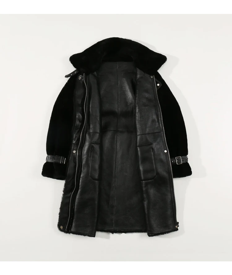 Женская куртка с подкладкой из натуральной кожи длинная теплая двухсторонняя