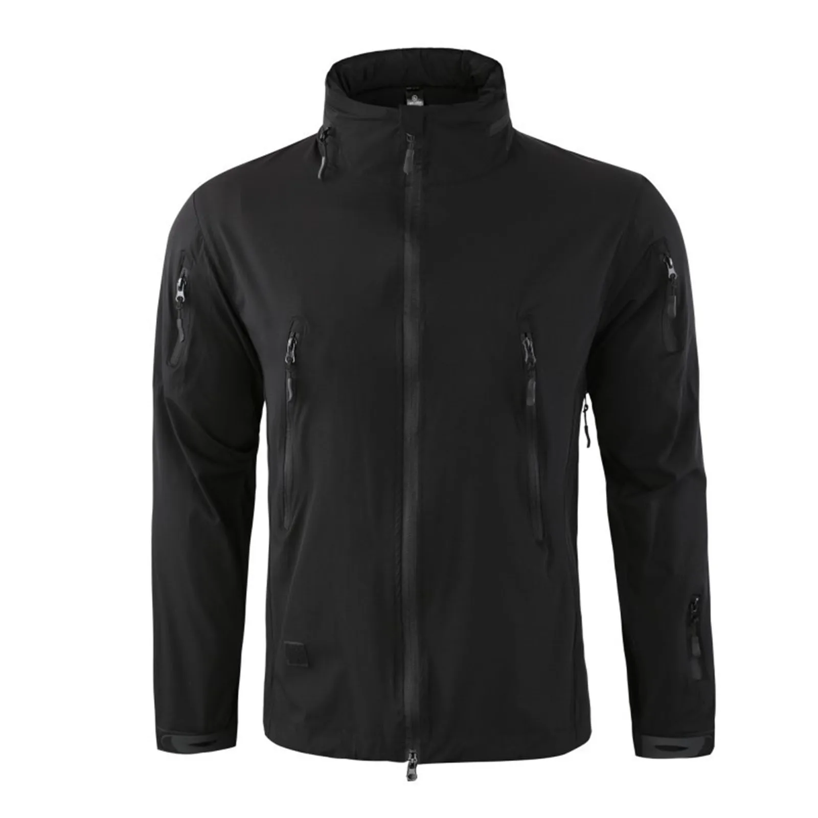 

Men coat Detachable Hood Coat Solid Color Long Sleeve High Collar Jacket with Zipper Pocket decor man Fishing outdoor Jacket