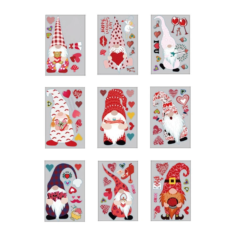9 шт ко Дню Святого Валентина стикер на стену в форме сердца рождественские гном