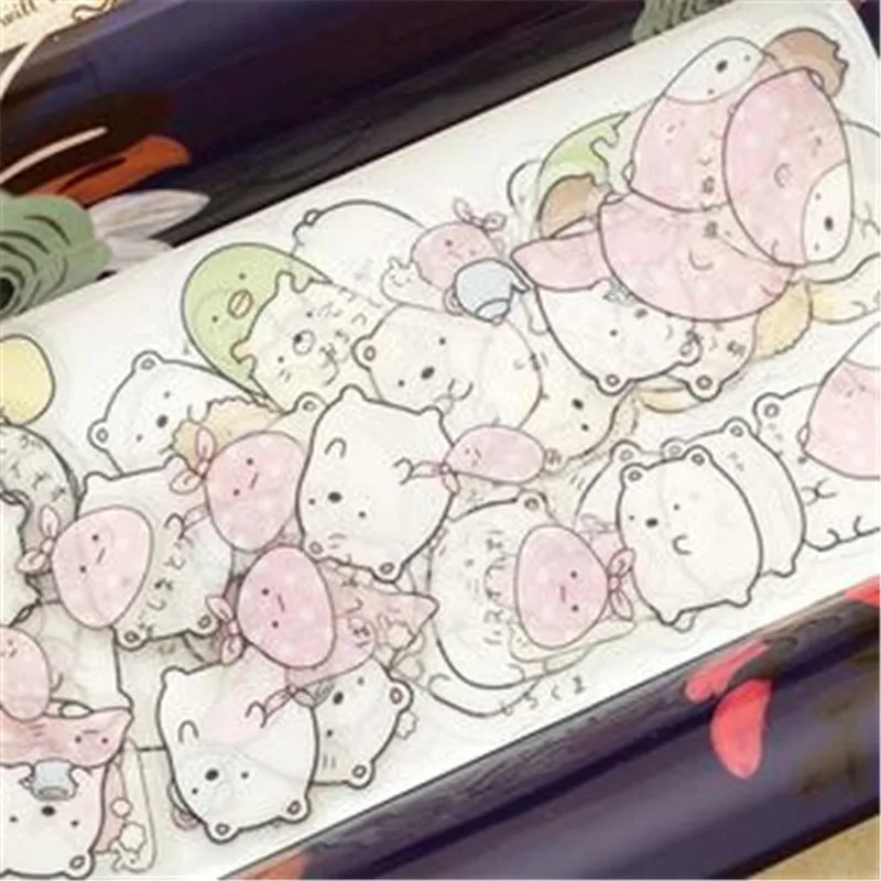 50 наклеек милые Мультяшные наклейки из ПВХ сделай сам с милой кошкой медведем для