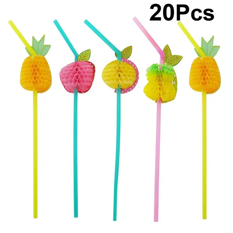 20 шт одноразовые соломинки соты мяч фрукты дизайн питьевой пипетки для ужина
