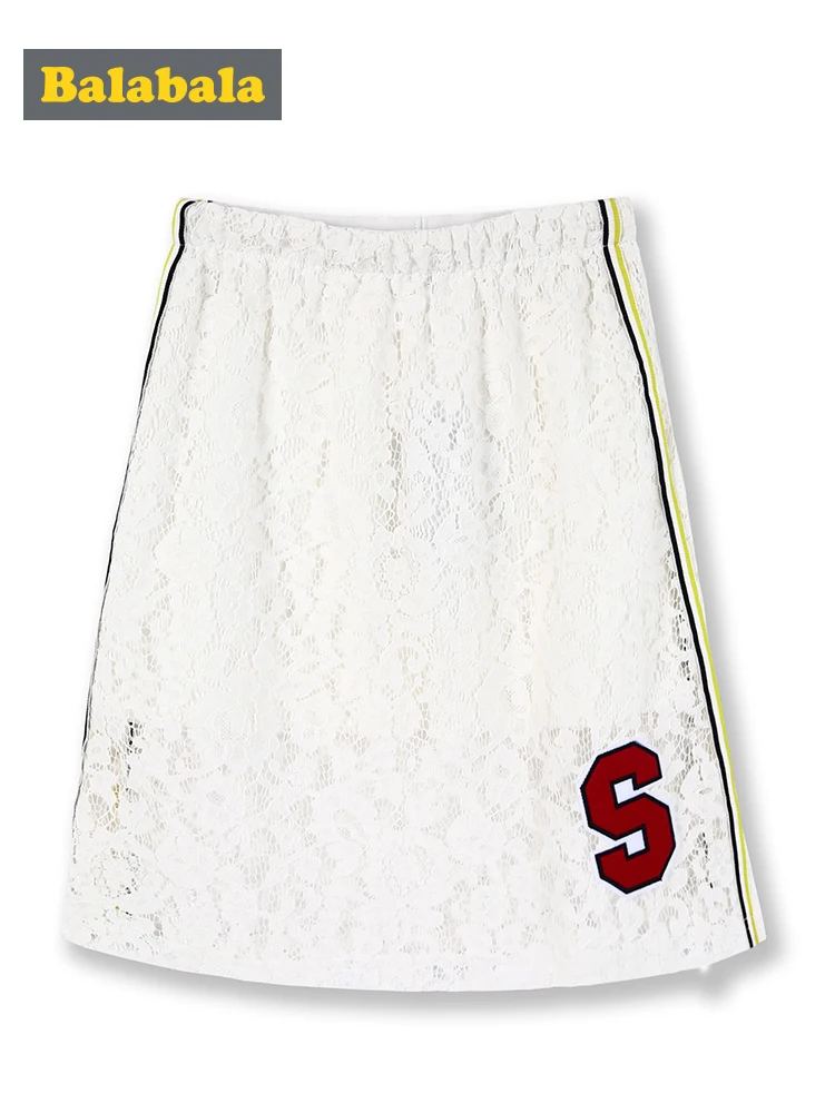 Юбка кружевная до щиколотки с аппликацией и полосками по бокам | Мать ребенок