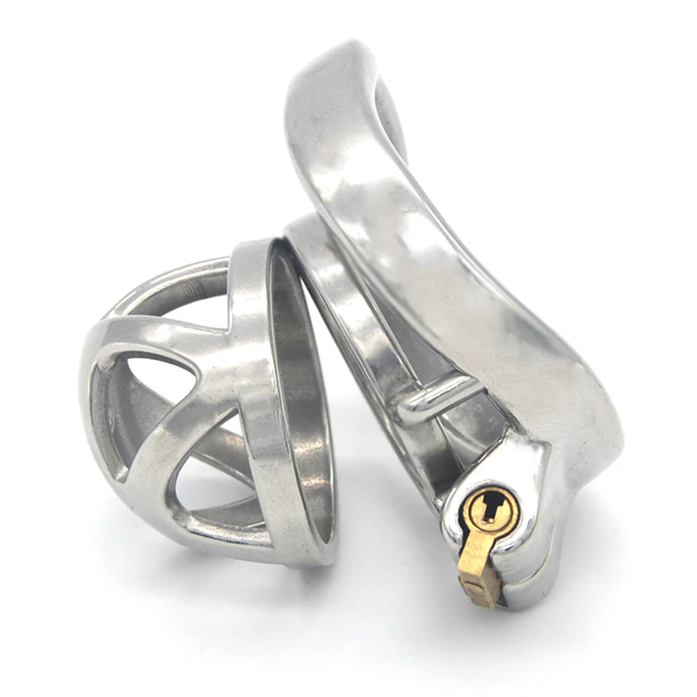 Мужской Пояс верности FAAK из нержавеющей стали клетка для пениса Изогнутое Кольцо Запираемые секс игрушки