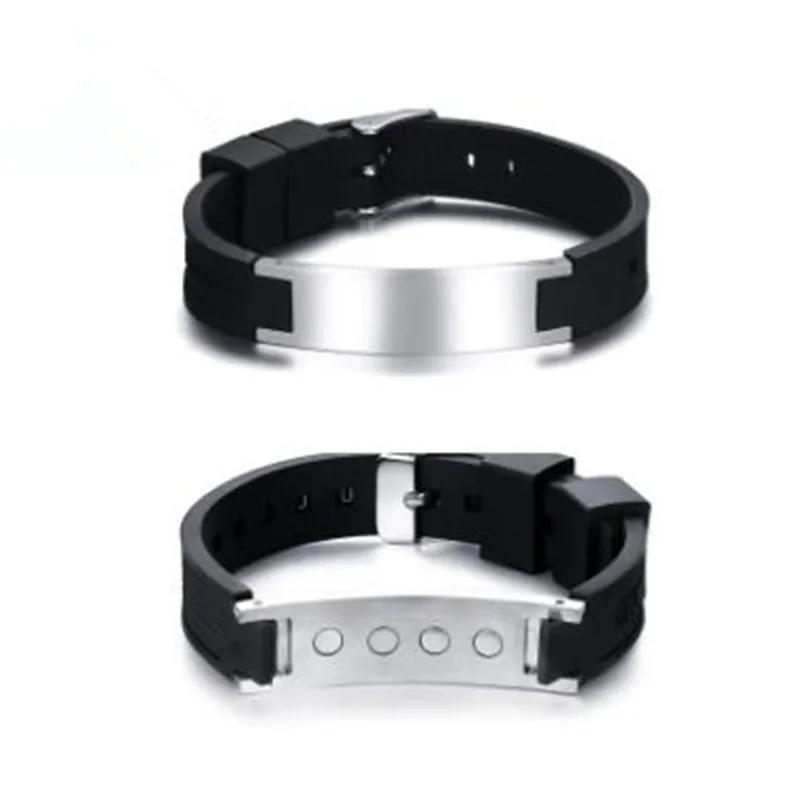 Новая мода Панк ювелирные изделия силиконовый мужской браслет из нержавеющей