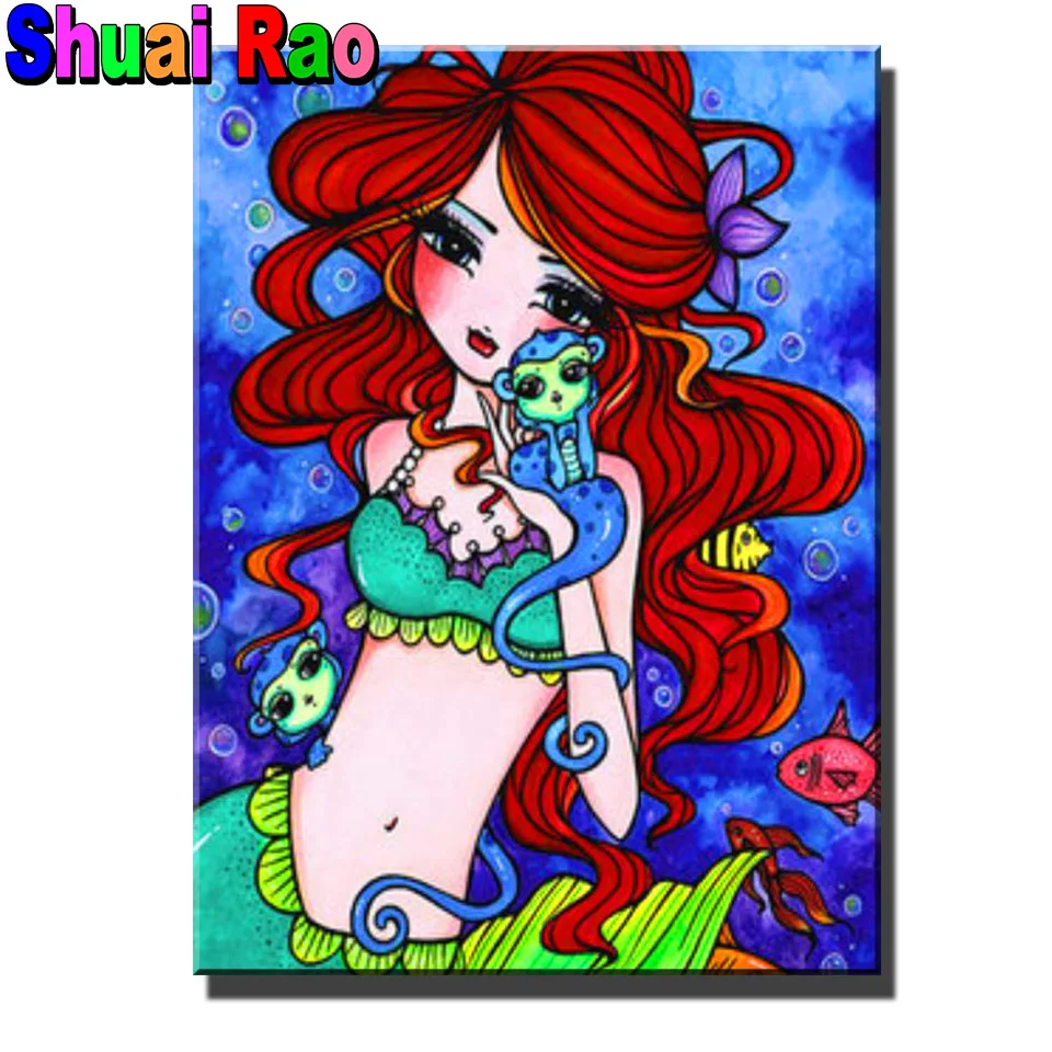 Алмазная вышивка с принцессой русалка крестиком мозаика полным покрытием