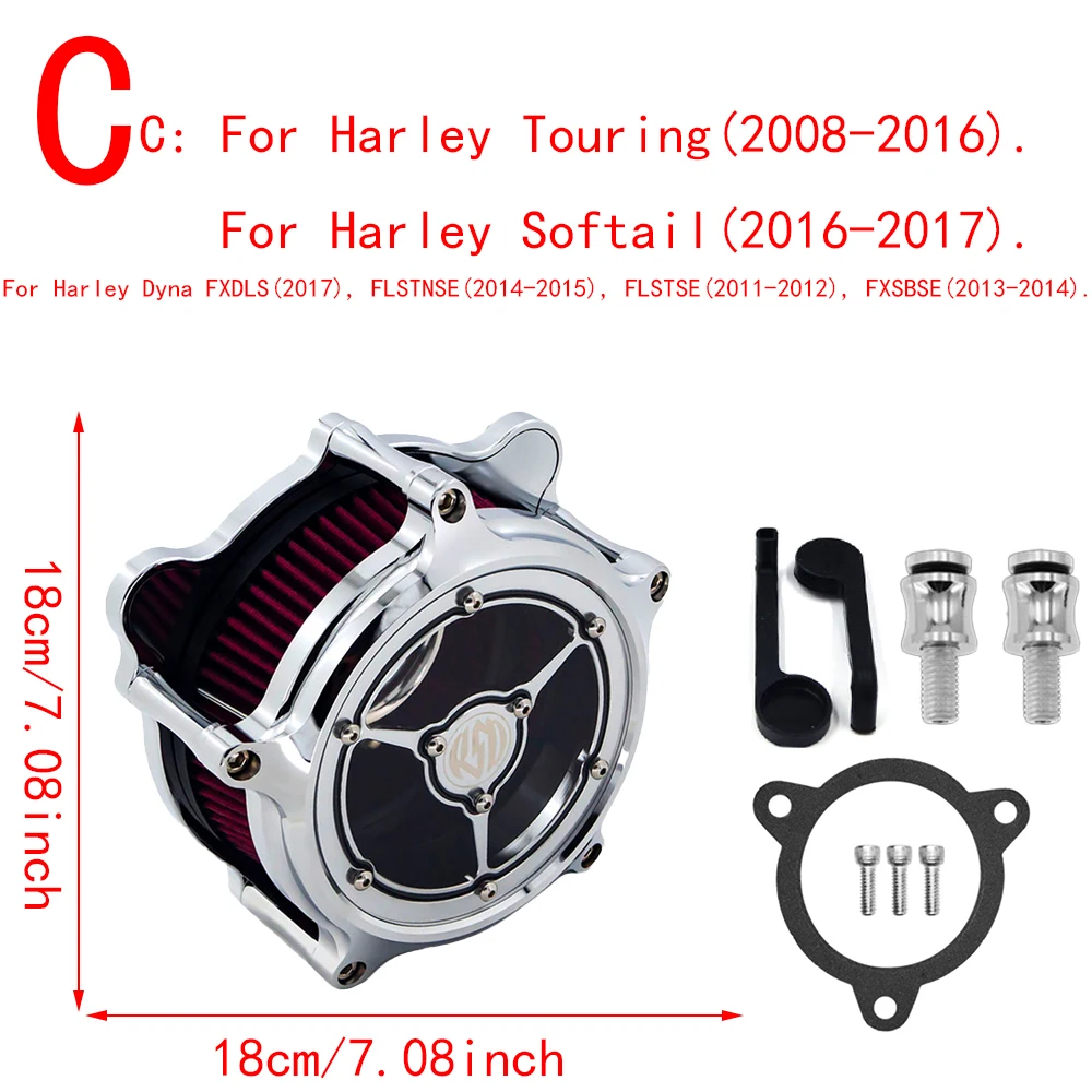 

Впускной фильтр воздухоочистителя RSD Clarity, хромированный для Harley Sportster Iron 883 1200 Dyna Softail FXSTC Fat Bob Touring FLHT FLHTC