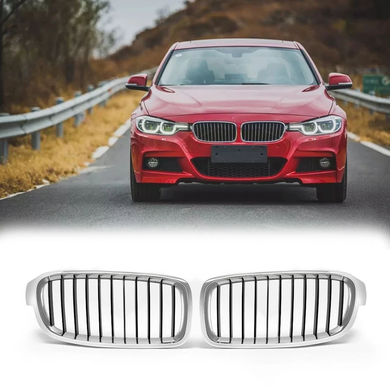 

Car Chrome+Black Front Grill Grilles Kidney For-BMW 3-Series F30 F31 F35 12-18