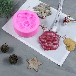 

Silica Gel mold gypsum aromatherapy fondant chocolate baking hand soap decoration camellia with hole hanging sign DIY material