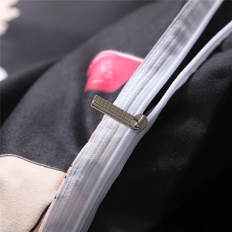 Домашний декор черный мопс печатных постельное бельё сердцем и собачкой