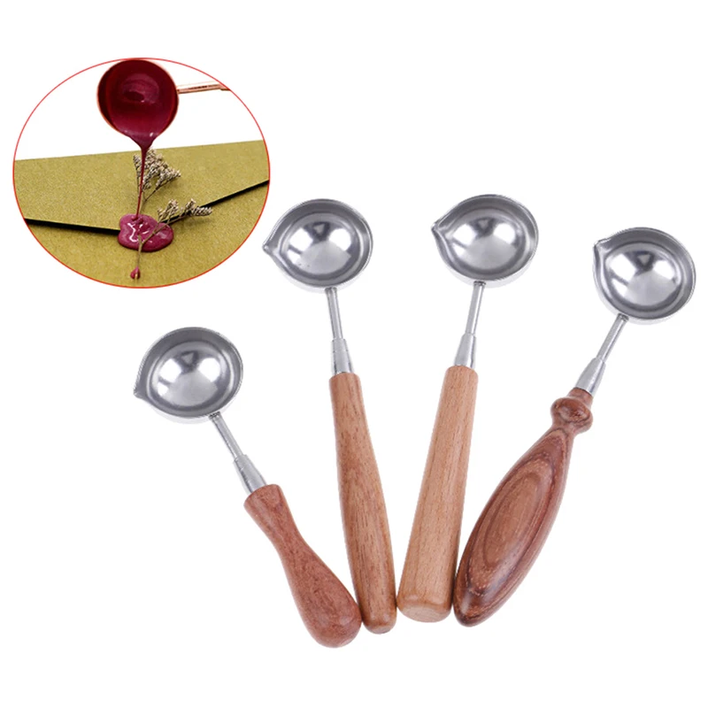 Wood Handle Retro Wax Stamping Spoons Sealing Melting Spoon For Scrapbooking Invitation Cards Decorative Stamps Craft | Дом и сад