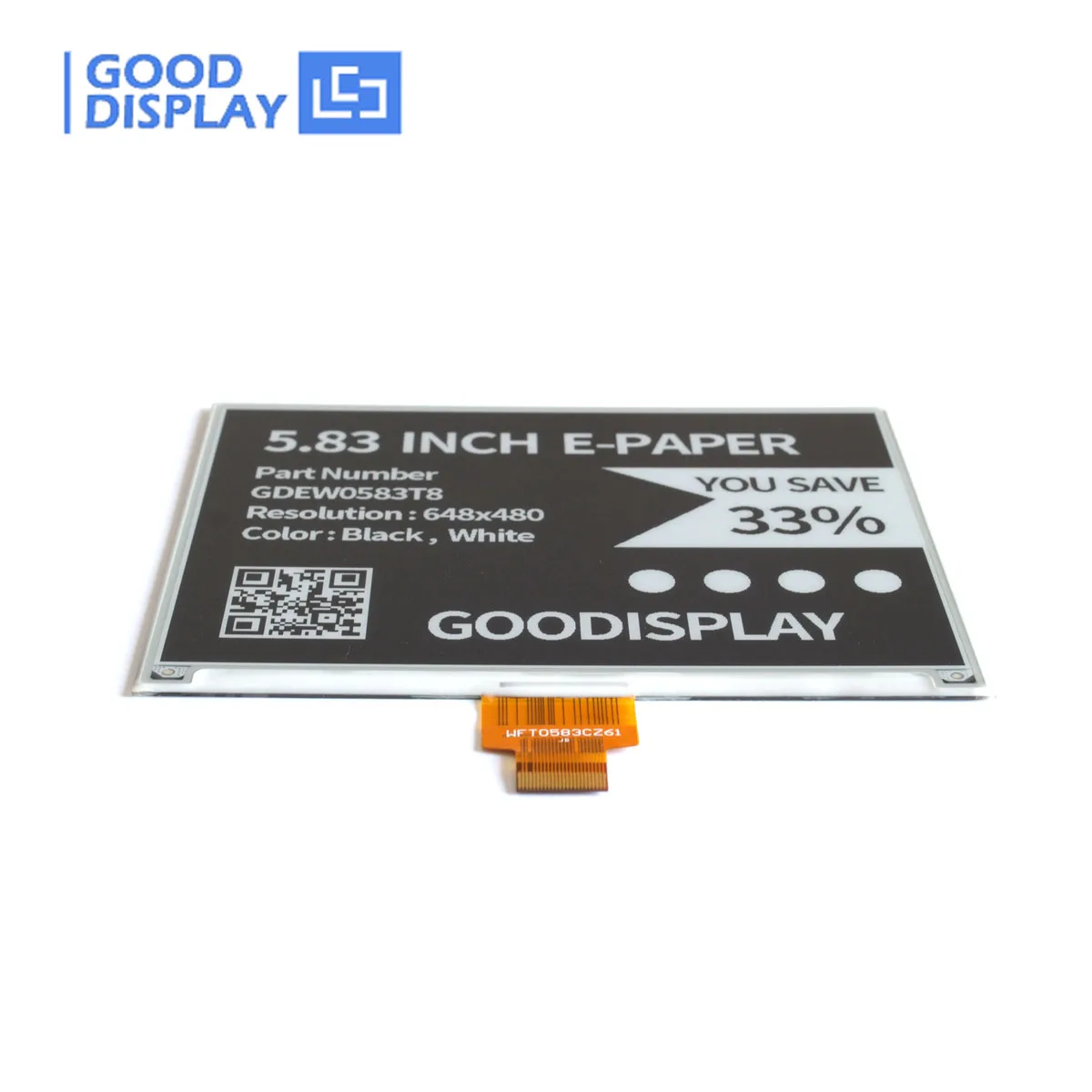 

5.83 Inch 648x480 E-Ink Display SPI With EPD Hat