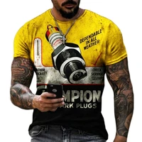vintage mens t shirt summer racing engine and gasoline printing graphic t shirt retro fashion top
