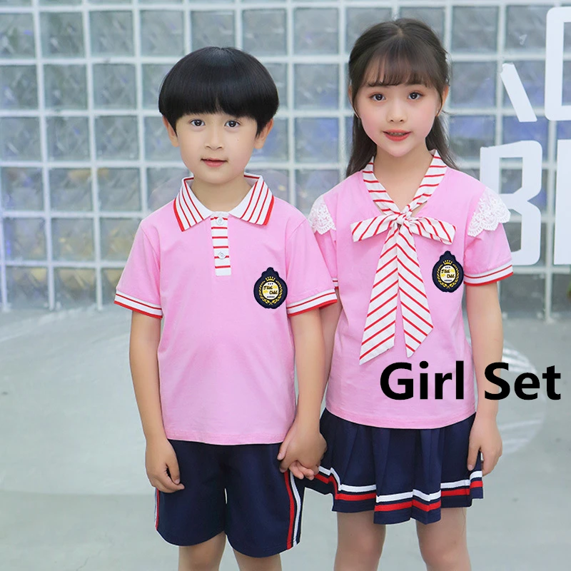 Style4 Girl Set 100-180 см детская школьная форма, корейский Британский комплект хлопковой одежды для мальчиков и девочек, одежда для начальной школы, костюмы для выступлений - Цвет: Style4 Girl Set