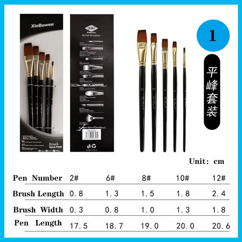 5 шт./компл. кисти для рисования нейлоновая Кисть ручка акриловых и акварельных с