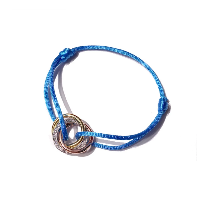 Трехцветный Круглый браслет ручной работы из циркония и нержавеющей стали для