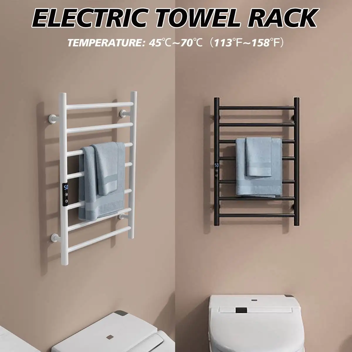 

New Bathroom equipment Electric towel rack Stainless steel Temperature &Time control Smart home Heated towel rail Towel warmer