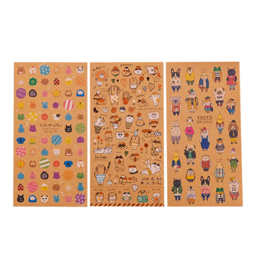 1pack/lot Japanese Style Cartoon Kawaii Cats Adhesive Decorative Paper Stickers Mobile Phone Children Dairy | Дом и сад