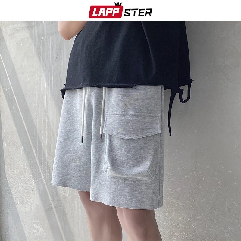 Мужские шорты LAPPSTER в стиле хип хоп черные спортивные из искусственного хлопка