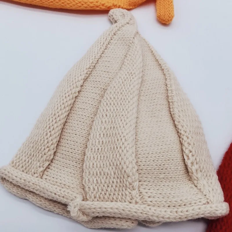 Осень-зима для новорожденных милый Шапки крючком трикотажные шапки без полей с