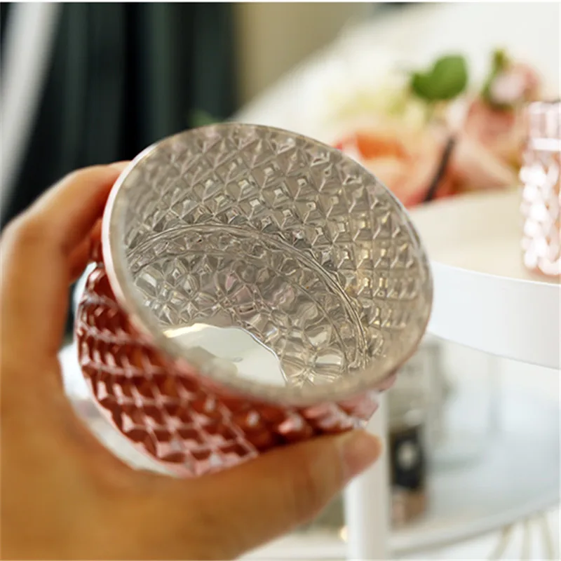 Стеклянные банки розового золота со стразами с крышкой скандинавские золотые