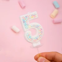 1pcs pink number birthday candle topper children baby shower party macarons wedding smokeless cupcake baking decoration ornament